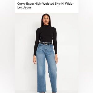 Old Navy Curvy High-Waisted Wide-Leg Jeans in Blue- SIZE 10
